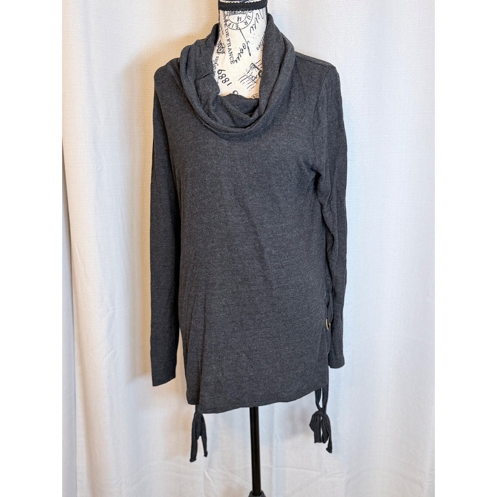 Belldini Cowl Neck Tunic Gorpcore Side Lace Up Charcoal Grey Size XL